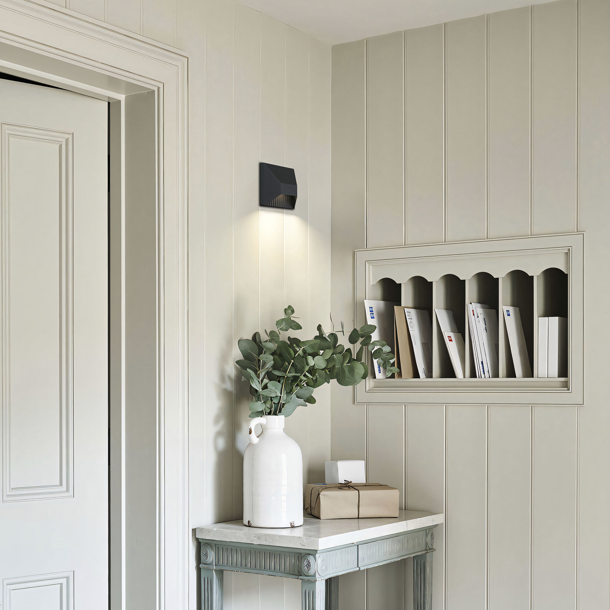 Ribbed LED 5.13 inch Sand Black Outdoor Wall Sconce